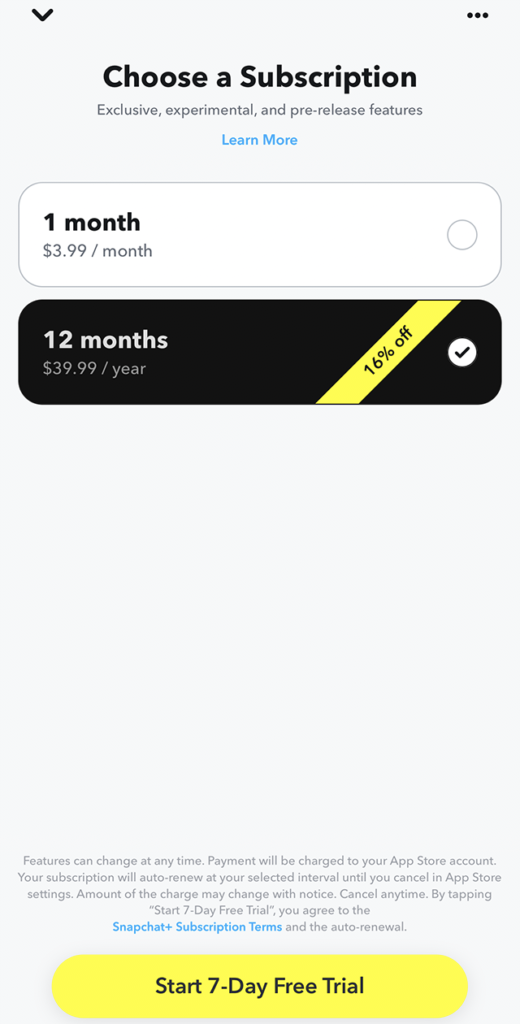 Snapchat 7-day free trial Snapchat 7-day free trial